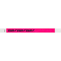 Carnival King Neon Pink "STAFF" Disposable Tyvek® Wristband 3/4" x 10" - 500/Bag