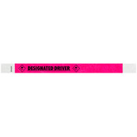 Carnival King Neon Pink "DESIGNATED DRIVER" Disposable Tyvek® Wristband 3/4" x 10" - 500/Bag