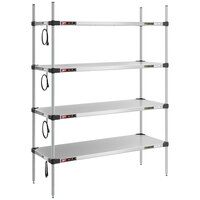 Metro Super Erecta 18" x 48" Stainless Steel 4-Shelf Heated Stainless Steel Takeout Station with 62 9/16" Chrome Posts