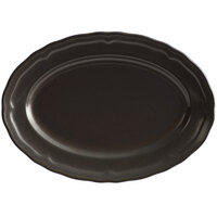 Acopa Condesa 9 3/4 inch x 7 inch Matte Finish Armor Gray Scalloped Wide Rim Porcelain Platter - Sample