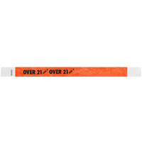 Carnival King Neon Red "OVER 21" Disposable Tyvek® Wristband 3/4" x 10" - 500/Bag