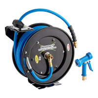 Regency Open Powder-Coated Steel Hose Reel with 50' x 3/8" Hose and Heavy-Duty Front Trigger Water Gun