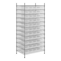 Regency 24" x 36" x 74" Wire Shelving Unit with 55 Clear Bins
