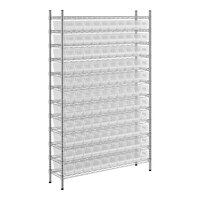 Regency 12" x 48" x 74" Wire Shelving Unit with 110 Clear Bins