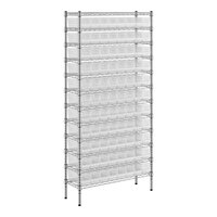 Regency 12" x 36" x 74" Wire Shelving Unit with 88 Clear Bins