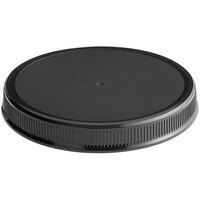 110/400 Black Ribbed Plastic Cap with Foam Liner - 736/Case