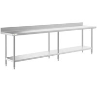 Regency 24" x 120" 16-Gauge Stainless Steel Commercial Work Table with 4" Backsplash and Undershelf