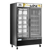 Avantco GDW-49-BBC 53" Customizable Black Two Door Wine Merchandiser with Black Interior