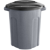 Toter 55 Gallon Dark Gray Granite Rotational Molded Round Trash Can with Black Lid