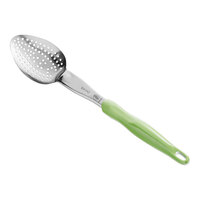 Vollrath 6414270 Jacob's Pride 14" Heavy-Duty Perforated Basting Spoon with Green Ergo Grip Handle