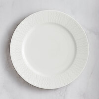 RAK Porcelain Leon 11 3/8" Ivory Embossed Wide Rim Porcelain Flat Plate - 12/Case