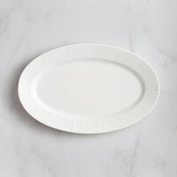 RAK Porcelain Leon 12 5/8" x 8 5/8" Ivory Embossed Wide Rim Porcelain Oval Plate - 6/Case