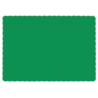 Hoffmaster 310526 10" x 14" Jade Green Colored Paper Placemat with Scalloped Edge - 1,000/Case