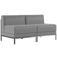 Flash Furniture ZB-IMAG-MIDCH-2-GY-GG Hercules Gray LeatherSoft 2-Piece Lounge Bench