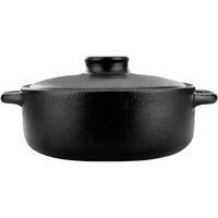 International Tableware Coal Bakeware 8 oz. Black Stoneware Casserole Dish with Lid - 12/Case