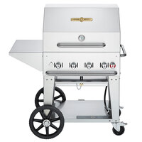 Crown Verity MCB-30-PKG Natural Gas Portable Outdoor BBQ Grill / Charbroiler with Roll Dome, Outdoor Cover, Shelf, and Bun Rack