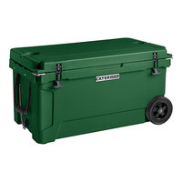 CaterGator CG65HGW Hunter Green 65 Qt. Mobile Rotomolded Outdoor Cooler / Ice Chest