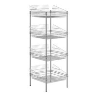 Regency 24" Wide NSF Chrome Stationary 4 Basket Storage Display Stand