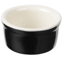 Tuxton B4X-025 2.5 oz. Black / Eggshell Smooth China Ramekin - 48/Case