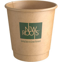 New Roots 8 oz. Smooth Double Wall Kraft Compostable Paper Hot Cup - 25/Pack