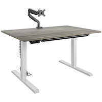 Bridgeport 64250BND 47 3/16" x 31 1/2" Gray Pro-Desk V-2 with Cable Spine, Tray, and Monitor Arm