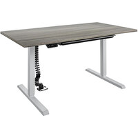 Bridgeport 64162BND 59" x 31 1/2" Gray Pro-Desk V-1 with Cable Spine and Tray