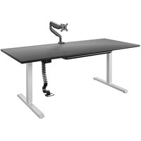 Bridgeport 64272BND 72" x 31 1/2" Black Pro-Desk V-2 with Cable Spine, Tray, and Monitor Arm