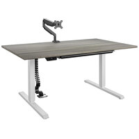 Bridgeport 64262BND 59" x 31 1/2" Gray Pro-Desk V-2 with Cable Spine, Tray, and Monitor Arm