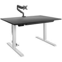 Bridgeport 64248BND 47 3/16" x 31 1/2" Black Pro-Desk V-2 with Cable Spine, Tray, and Monitor Arm