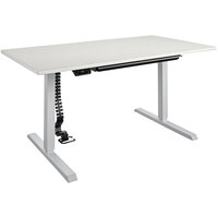 Bridgeport 64161BND 59" x 31 1/2" White Pro-Desk V-1 with Cable Spine and Tray