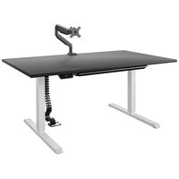 Bridgeport 64260BND 59" x 31 1/2" Black Pro-Desk V-2 with Cable Spine, Tray, and Monitor Arm