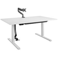 Bridgeport 64261BND 59" x 31 1/2" White Pro-Desk V-2 with Cable Spine, Tray, and Monitor Arm