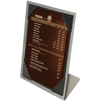 Menu Solutions MTPIX-57 Alumitique Aluminum Menu Tent with Picture Corners - Brushed Finish - 5" x 7"