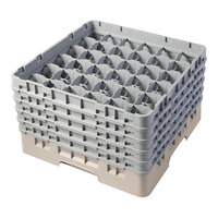Cambro 36S1058184 Beige Camrack Customizable 36 Compartment 11" Glass Rack with 5 Extenders