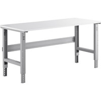 Lavex 30" x 72" Adjustable Height Heavy-Duty Workbench With Square Edge Laminate Top