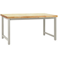BenchPro Kennedy Series 24" x 72" Butcherblock Wood Top Adjustable Workbench with Gray Frame KW2472