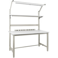 BenchPro Kennedy Series 30" x 72" Laminate Top Adjustable Workbench Set with Gray Frame and Round Front Edge KFC-6