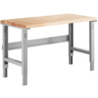 Lavex 30" x 60" Adjustable Height Heavy-Duty Workbench With Square Edge Maple Top