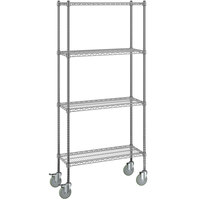 Steelton 14" x 36" NSF Chrome 4-Shelf Kit with 72" Posts and Casters