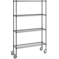 Steelton 14" x 48" NSF Black Epoxy 4-Shelf Kit with 72" Posts and Casters