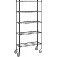 Steelton 14" Wide NSF Black Epoxy 5-Shelf Kit with 72" Posts and Casters