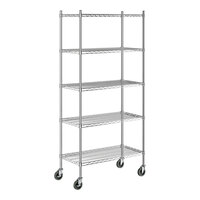 Steelton 18" x 36" NSF Chrome 5-Shelf Kit with 72" Posts and Casters