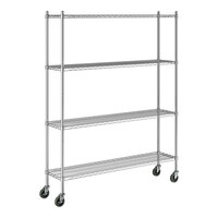 Steelton 14" x 60" NSF Chrome 4-Shelf Kit with 72" Posts and Casters