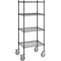 Steelton 18" x 24" NSF Black Epoxy 4-Shelf Kit with 54" Posts and Casters