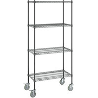 Steelton 18" x 36" NSF Black Epoxy 4-Shelf Kit with 72" Posts and Casters