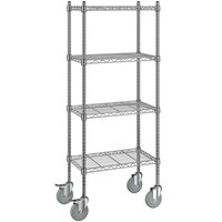 Steelton 14" x 24" NSF Chrome 4-Shelf Kit with 54" Posts and Casters