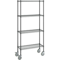 Steelton 14" x 36" NSF Black Epoxy 4-Shelf Kit with 72" Posts and Casters