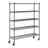 Steelton 18" x 60" NSF Black Epoxy 5-Shelf Kit with 72" Posts and Casters