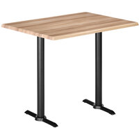 Holland Bar Stool EnduroTop 30" x 48" Natural Wood Laminate Outdoor / Indoor Bar Height Table with End Column Base