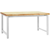 BenchPro Kennedy Series 30" x 60" Butcherblock Wood Top Adjustable Workbench with White Frame KW3060